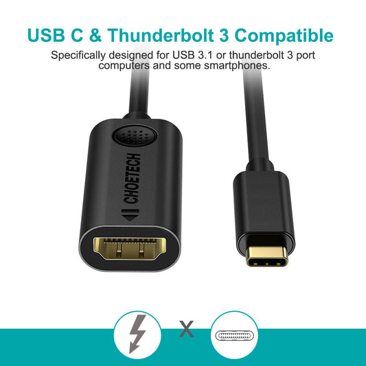 Adaptador USB-C a HDMI 4K 60Hz Choetech Thunderbolt 3 Laptop y Mac