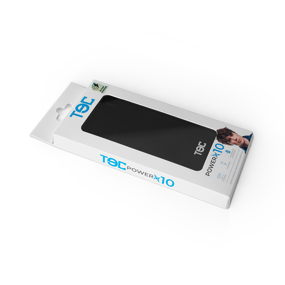 Powerbank PD de 10,000 mAh TECPOWER X10 Negro (2 USB-A y USB-C)