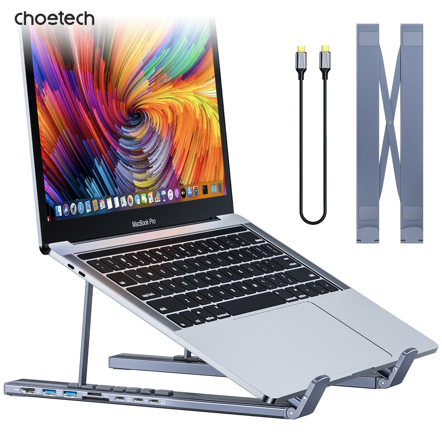 Docking Station con Soporte para Laptop Choetech USB-C 7 en 1 Hub