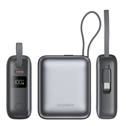 Power Bank Choetech 10000mAh 35W Mini Cargador Rápido USB-C Gris