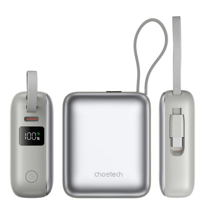 Power Bank Choetech 10000mAh 35W Mini Cargador Rápido USB-C Plata