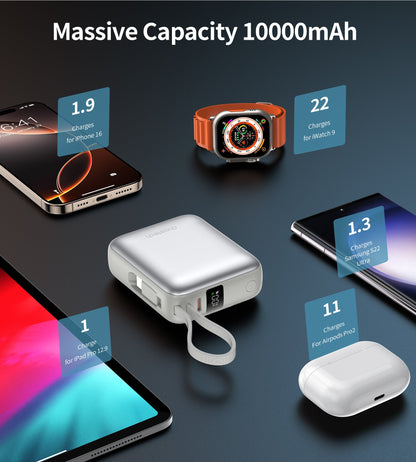 Power Bank Choetech 10000mAh 35W Mini Cargador Rápido USB-C Plata