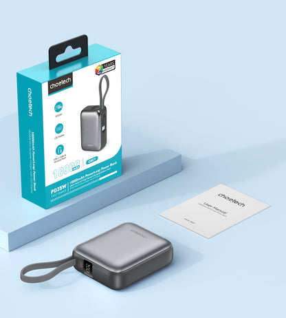 Power Bank Choetech 10000mAh 35W Mini Cargador Rápido USB-C Gris