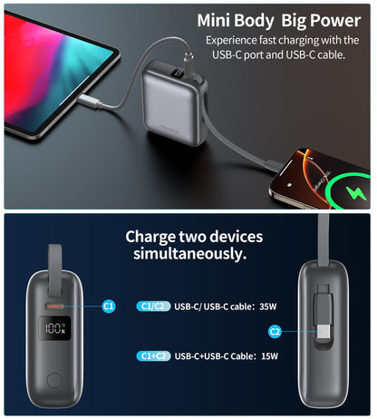 Power Bank Choetech 10000mAh 35W Mini Cargador Rápido USB-C Gris