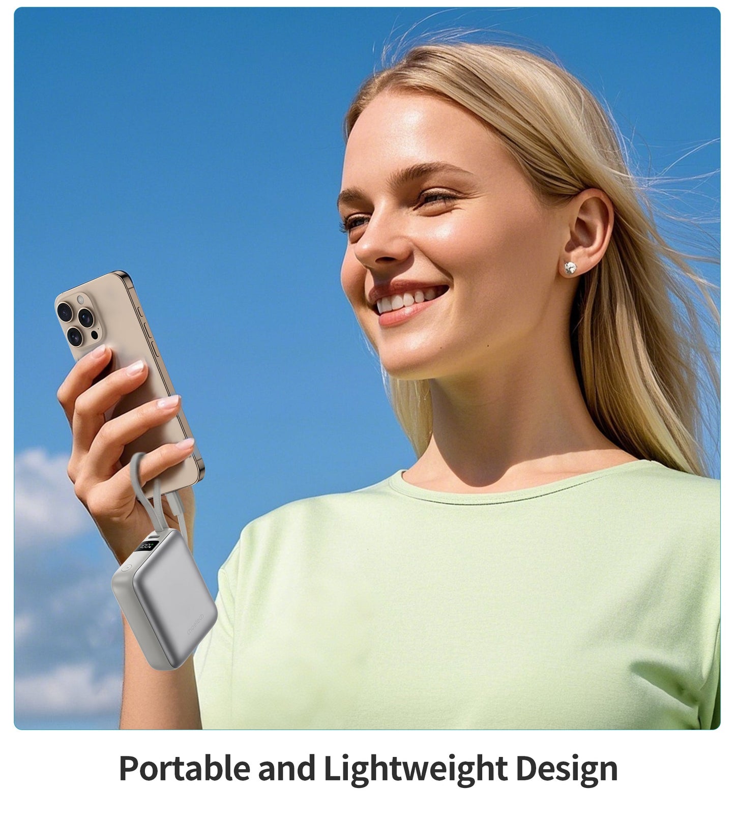 Power Bank Choetech 10000mAh 35W Mini Cargador Rápido USB-C Plata