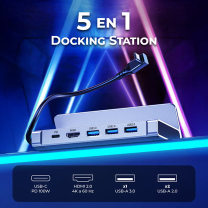 Docking Station USB-C 5 en 1 HUB Gaming HDMI 4K 60Hz 100W Steam Deck