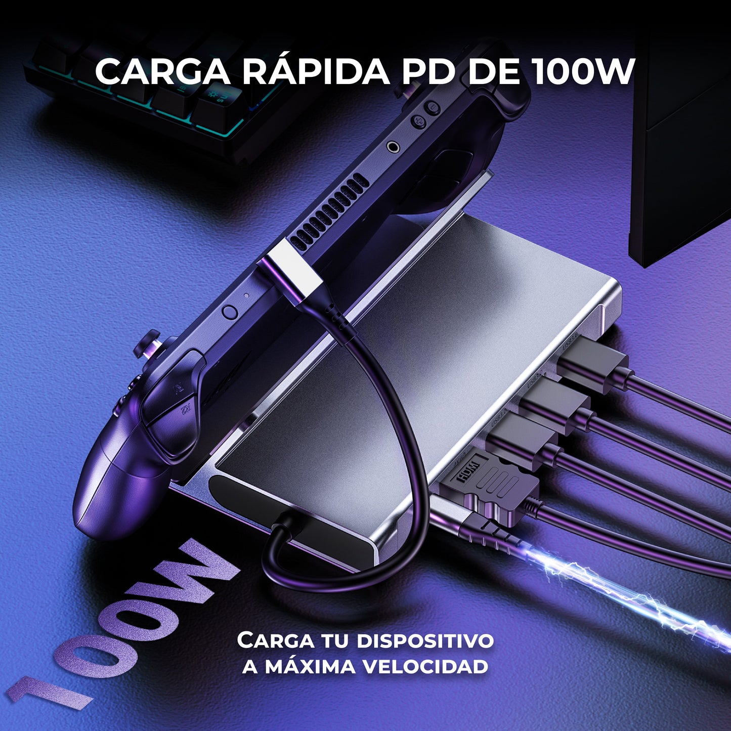 Docking Station USB-C 5 en 1 HUB Gaming HDMI 4K 60Hz 100W Steam Deck