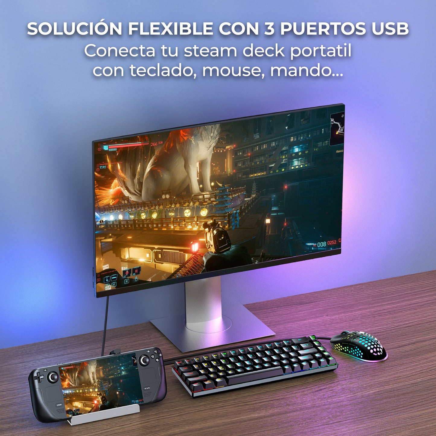 Docking Station USB-C 5 en 1 HUB Gaming HDMI 4K 60Hz 100W Steam Deck