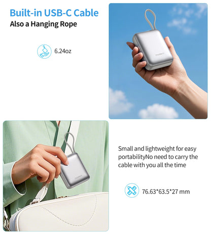 Power Bank Choetech 10000mAh 35W Mini Cargador Rápido USB-C Plata