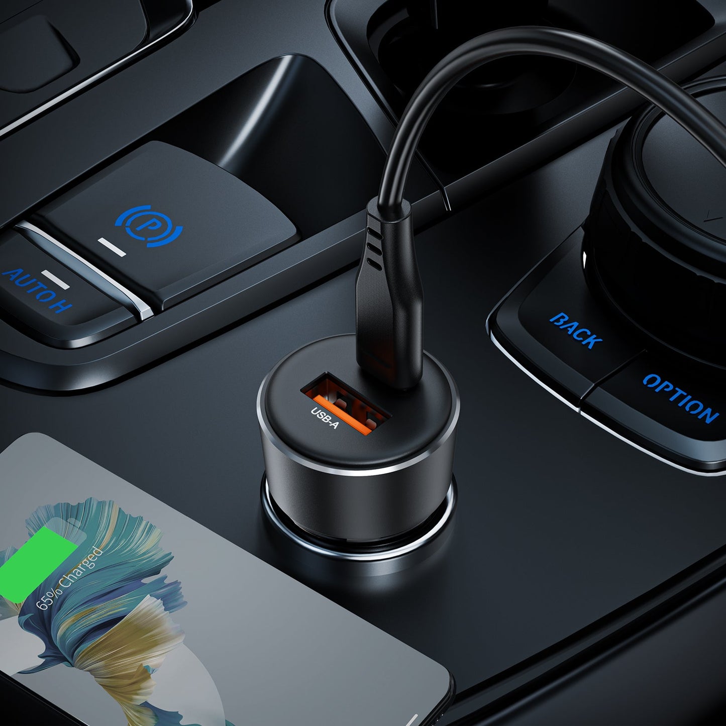 Cargador de Auto Acefast 60W USB-A + USB-C Carga Rápida