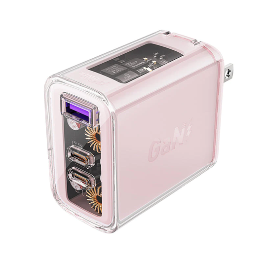 Cargador de pared de carga rápida Acefast A47 PD65W GaN Color Cherry Blossom (2xUSB-C + USB-A)