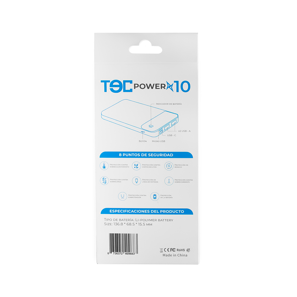 PowerBank PD de 10,000mAh Tec Power X10 Negro