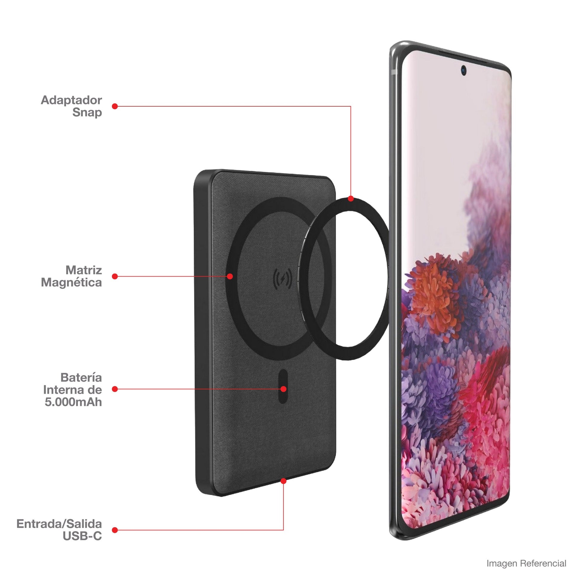 Powerbank inalámbrico mophie snap+ juice pack mini con MagSafe de 5,000mAh