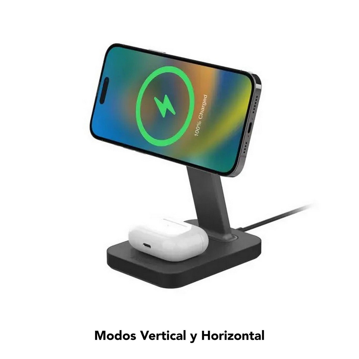 Soporte de carga inalámbrica y base mophie snap+ compatible con MagSafe de hasta 15W - Negro