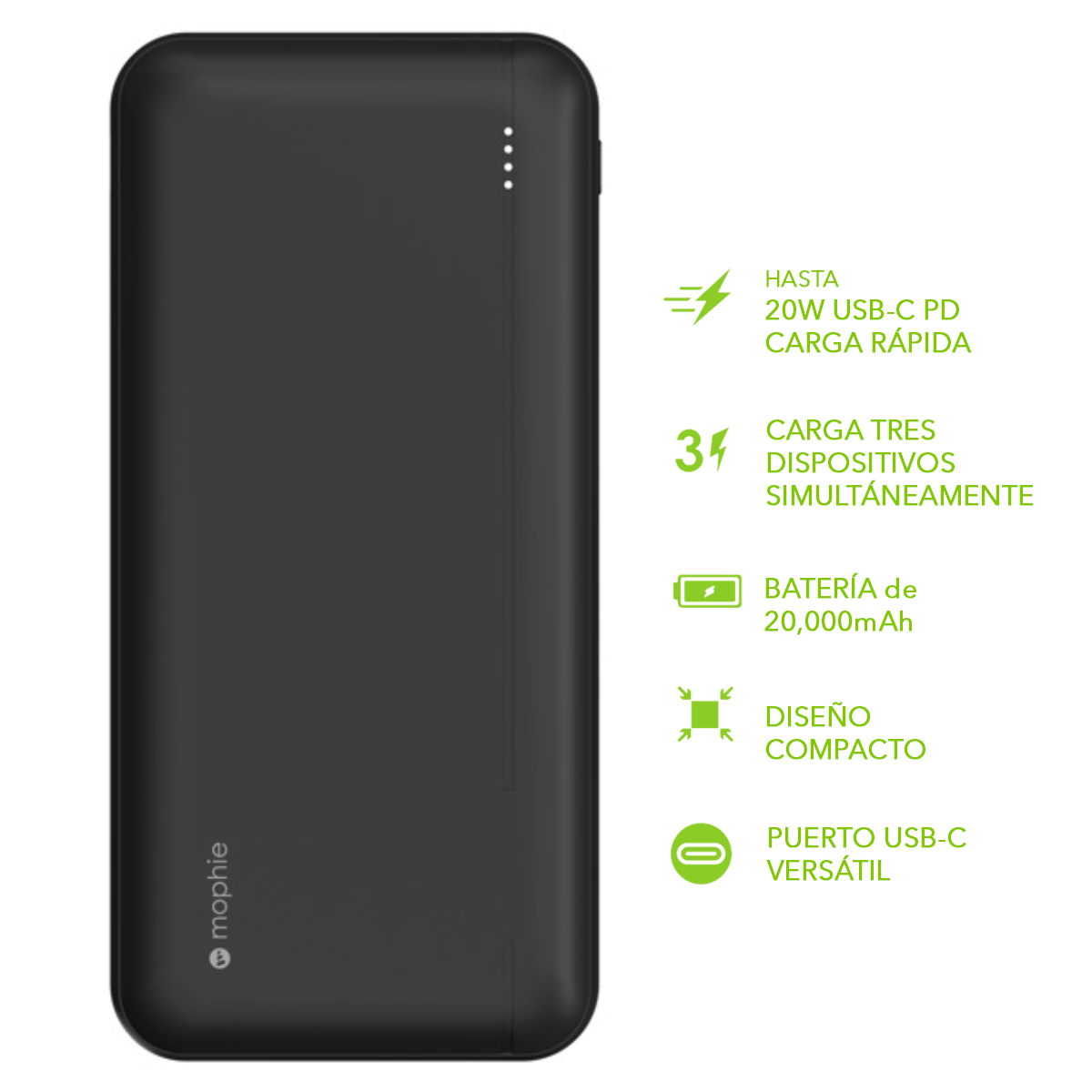 Batería portátil powerstation de 20.000mAh USB-C PD y USB-A