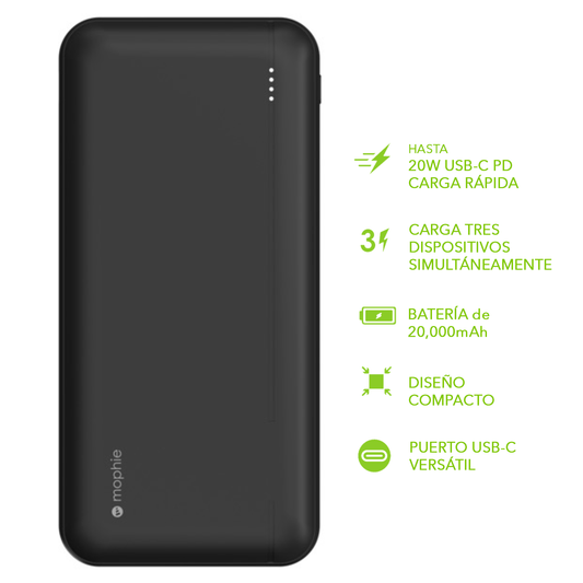Batería portátil powerstation de 20.000mAh USB-C PD y USB-A