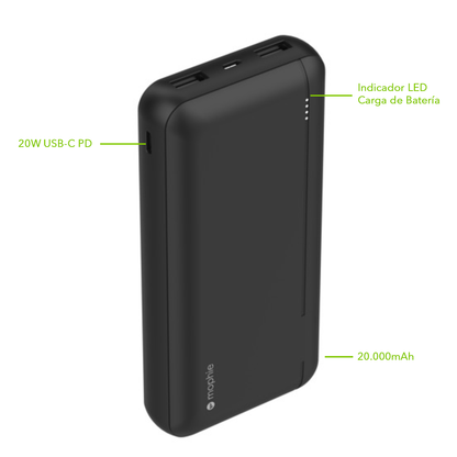 Batería portátil powerstation de 20.000mAh USB-C PD y USB-A