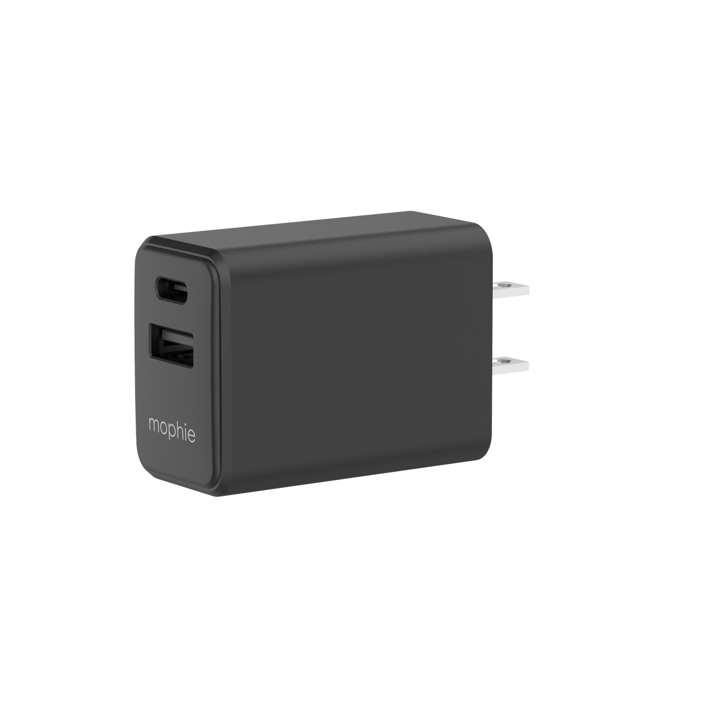 Cargador de pared mophie de 30W PD con puertos USB-C y USB-A Negro