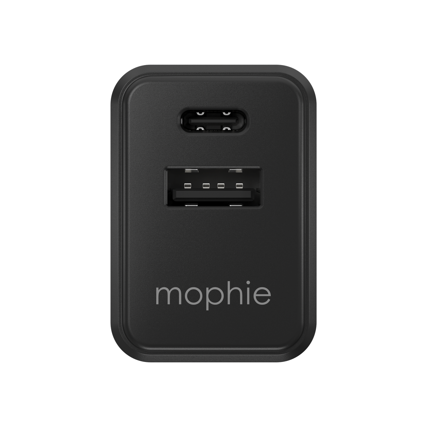 Cargador de pared mophie de 30W PD con puertos USB-C y USB-A Negro