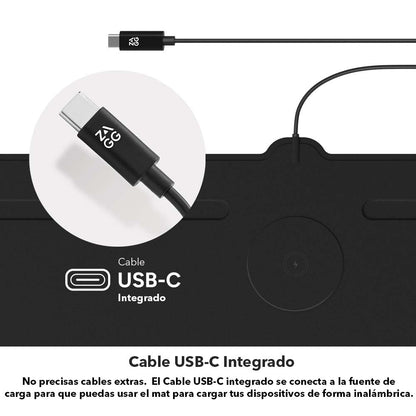 Mousepad Mat con Carga Inalámbrica - Negro