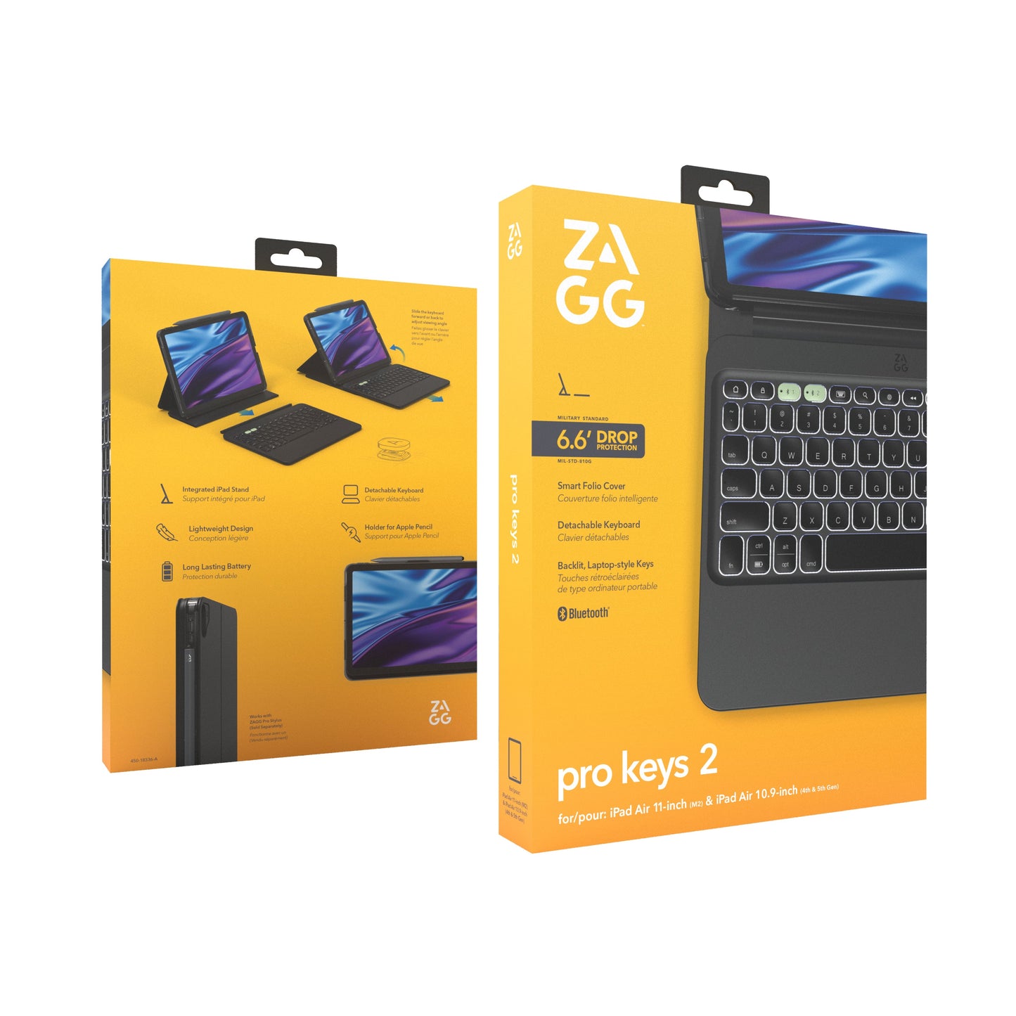 Teclado con Funda ZAGG Pro Keys 2 para iPad Air 11 (M2, M3), Air 10.9'' (Gen 5 y 4) Inalámbrico