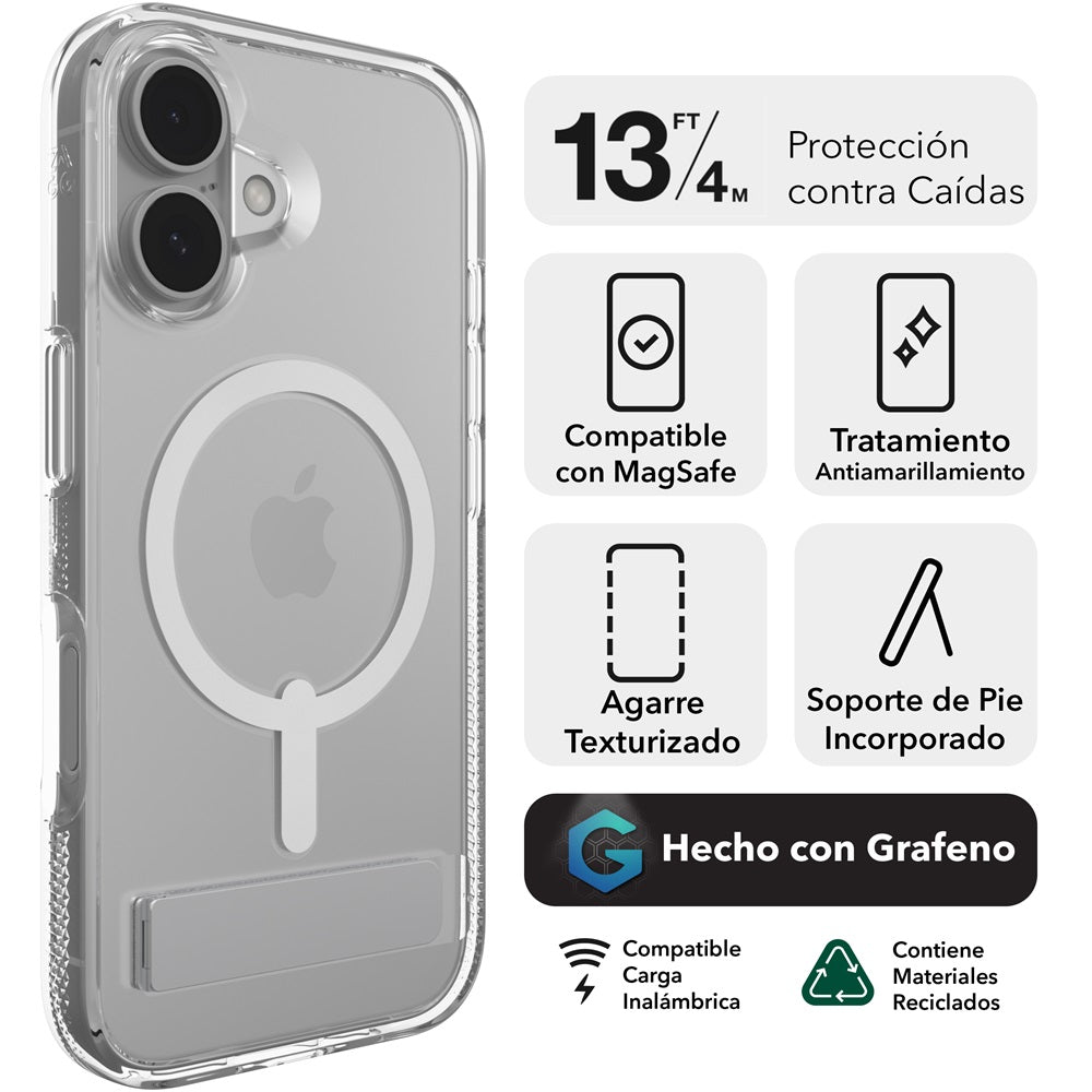 Case ZAGG Crystal Palace Snap para iPhone 16 Plus compatible con Magsafe - Transparente