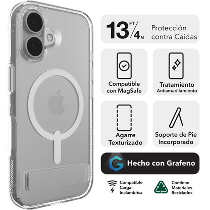 Case ZAGG Crystal Palace Snap para iPhone 16 Plus compatible con Magsafe - Transparente