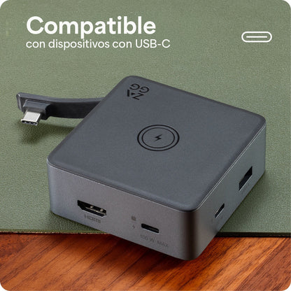 Hub adaptador ZAGG 4 puertos: USB-C PD, USB-C, USB-A, y HDMI