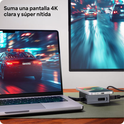 Hub adaptador ZAGG 4 puertos: USB-C PD, USB-C, USB-A, y HDMI