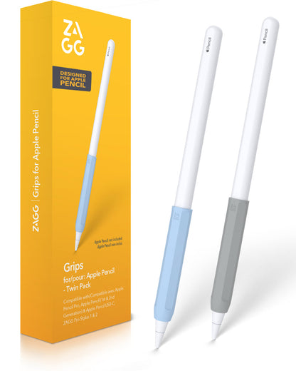 Grip de silicona ZAGG para Apple Pencil - set de 2 unidades color Azul/Gris