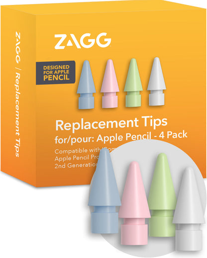 Puntas de respuesto ZAGG para Apple Pencil - set de 4 unidades de colores