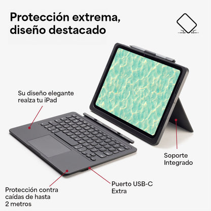 Teclado con funda con trackpad, soporte integrado para iPad A16/Gen10