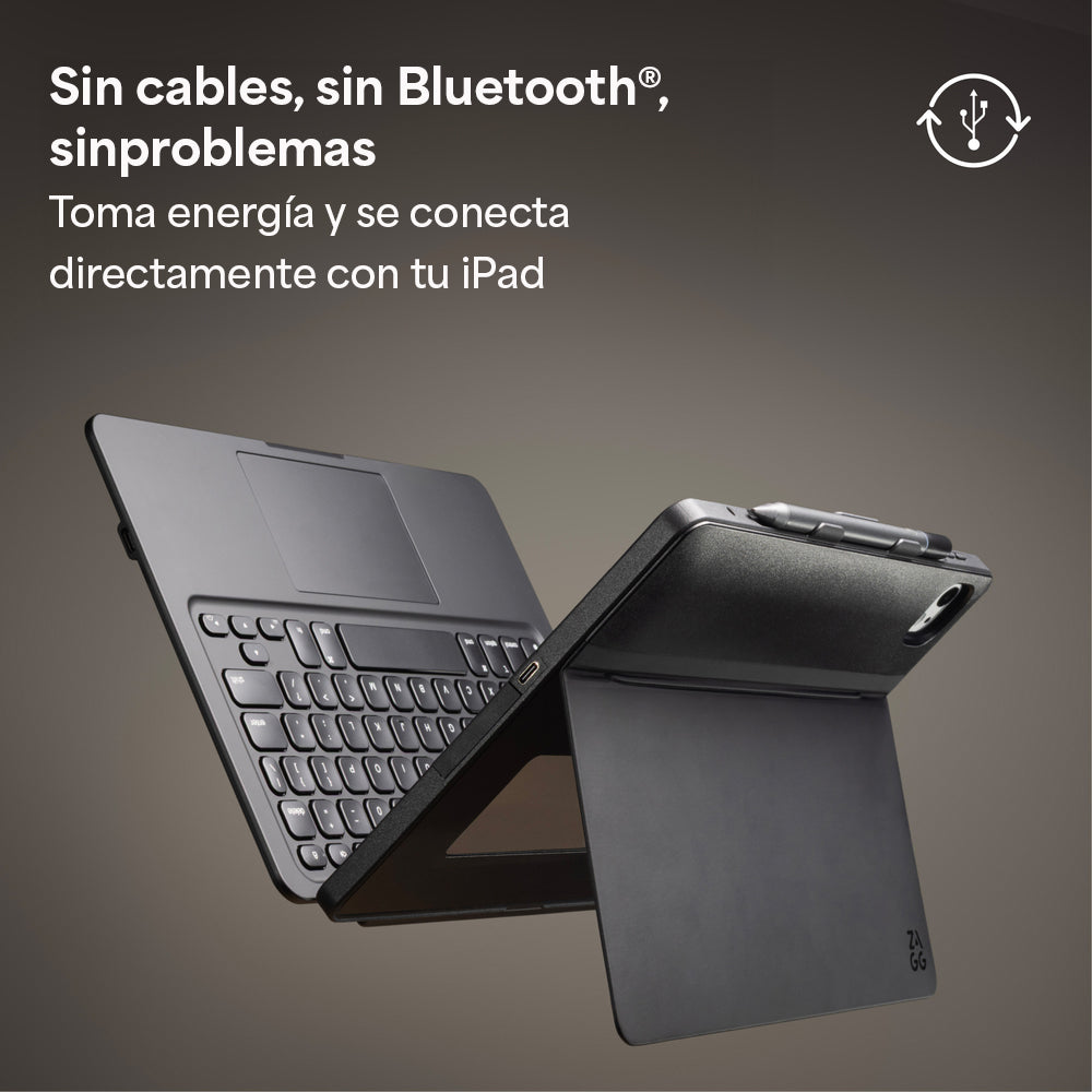 Teclado con funda con trackpad, soporte integrado para iPad A16/Gen10