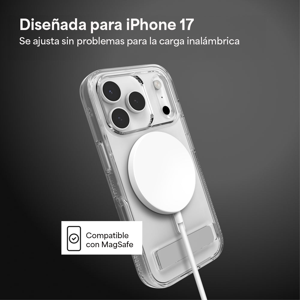 Case ZAGG Crystal Palace Snap iPhone 17 Pro Max con MagSafe y Sporte Trasero - Transparente