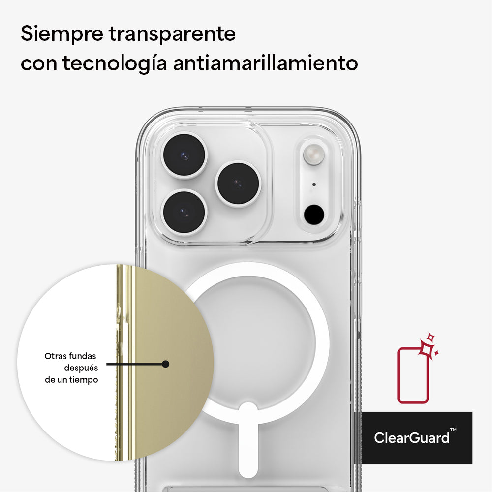 Case ZAGG Crystal Palace Snap iPhone 17 Pro Max con MagSafe y Sporte Trasero - Transparente