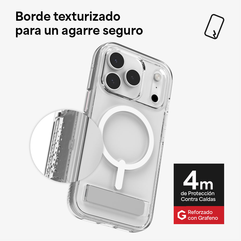 Case ZAGG Crystal Palace Snap iPhone 17 Pro Max con MagSafe y Sporte Trasero - Transparente