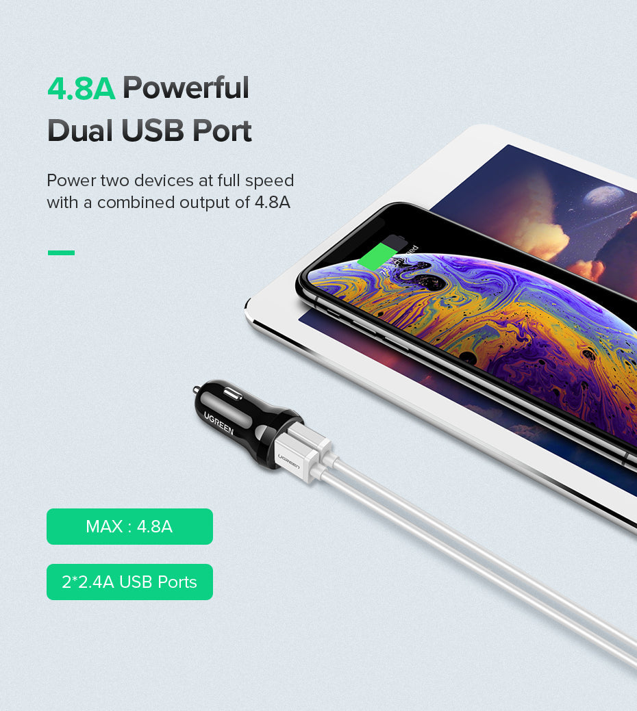 Cargador para carro Ugreen USB-A de 24W