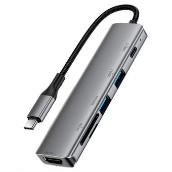 Hub 6 en 1 Acefast J18 USB-C – Estación de Acoplamiento con HDMI 4K y Puertos USB